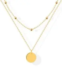Produktbild: Mesovor Kette mit Gold Münzen für Damen, Halskette mit 18 Karat vergoldetem Gold, 15 mm Scheiben Anhänger Goldkette Silberkette für Frauen, Schmuck Geschenke (Gold)