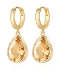 Produktbild: Mesovor Kristall Creolen Ohrringe für Damen, 18 Karat Vergoldete Funkelnde Kristall Wassertropfen Ohrringe Hängend, Schmuck, Geschenke für Ehefrau, Mutter (Sekt)
