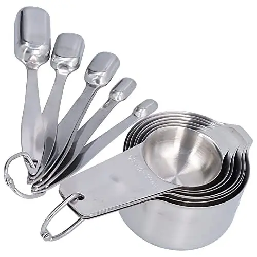 Produktbild: Messbecher-Set und Messlöffel-Set, Edelstahl-Messbecher, elegantes Küchen-Mess-Set, 13-Zoll-Set