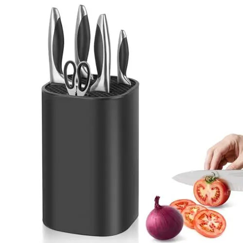 Produktbild: Messerblock ohne Messer, Square Messerhalter abnehmbarer Messerblockhalter Aufbewahrung Küchenmesser Scheren, Universalmesser, Unbestückte Messerblöcke Aufbewahrungsbox Ständer Knife Holder-Schwarz