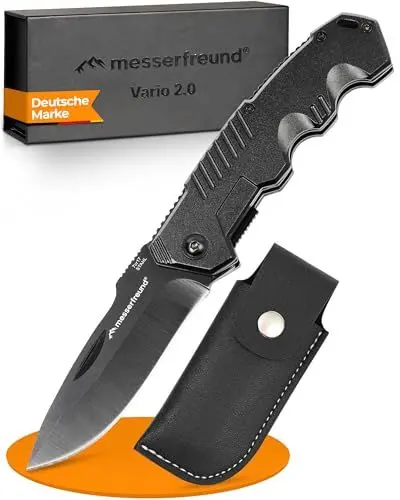 Produktbild: messerfreund® Klappmesser Vario 2.0 (scharf & klappbar) - Outdoor & Survival Messer inkl. Holster - legal mitführbar in Deutschland (Zweihandmesser mit 8,5 cm Klinge)