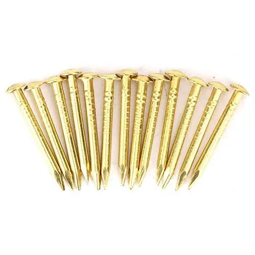 Produktbild: Messingnägel, 100 Stück Rundkopf-Goldnägel Messing-Wandstifte 10 Mm/15 Mm/18 Mm/22 Mm für Holz, Zum Aufhängen von Bilderrahmen-Spiegeln(Length 18mm)