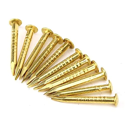 Produktbild: Messingnägel, nägel, 100 Stück Rundkopf-Goldnägel Messing-Wandstifte 10 Mm/15 Mm/18 Mm/22 Mm für Holz, Zum Aufhängen von Bilderrahmen-Spiegeln(15mm long)