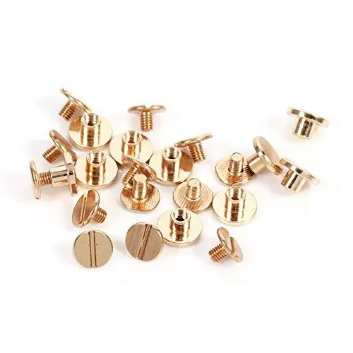 Produktbild: Messingschraube Schraubknöpfe, 10 Sätze Schraubnieten für Leder, Schraubniete Gold Chicago Schrauben 5mm 6,5mm 8mm Optional, Messingknopf Lederschrauben für Ledernietengürtel(5mm)