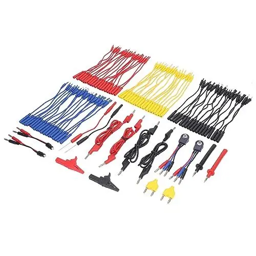 Produktbild: Messleitungs-Set, 90-teiliges Kfz-Messleitungs-Set für Multimeter, Schnell Reagierende Vergoldete Messingsonden mit Kompletten Prüfspitzen und Leitungen