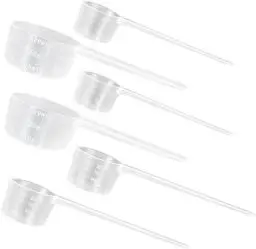 Produktbild: Messlöffel Gramm, 6 Stück Dosierlöffel Transparent Protein Löffel Kaffee Messlöffel Proteinpulver Waschpulver Dosierer mit Skala 5g 10g 15g Waagen Scoop Löffel für Backen Küche