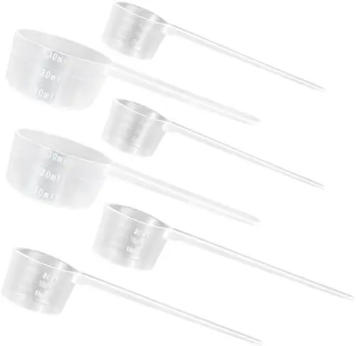 Produktbild: Messlöffel Gramm, 6 Stück Dosierlöffel Transparent Protein Löffel Kaffee Messlöffel Proteinpulver Waschpulver Dosierer mit Skala 5g 10g 15g Waagen Scoop Löffel für Backen Küche