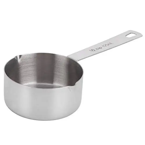 Produktbild: Messlöffel-Set aus Edelstahl, Schaufel mit Skala, Glatte Textur, Klassischer Griff für Gewürze und Mehl (1/2 Tasse 125 ml)