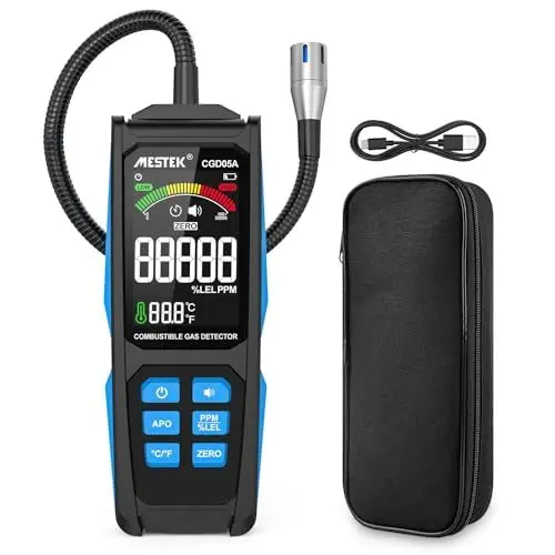 Produktbild: MESTEK Gasdetector, Tragbarer Gasmelder für Methan, Propan und Butan in Haus, Küche, Garage oder Wohnmobil, Erkennt auch Erdgas, Gaslecksuchgerät mit akustischem Alarm -Batteriebetrieben