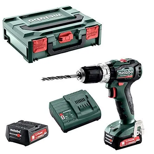 Produktbild: Metabo Akku-Schlagbohrmaschine PowerMaxx SB 12 BL (601077500) Kunststoffkoffer 12V 2x2Ah Li-Ion + SC 30, 12 V, Schwarz, Grün, Rot, Silber, Schwarz, Grün, Rot, Silber., Size