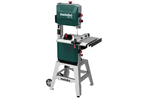 Produktbild: metabo Bandsäge BAS 318 Precision DNB - 900 W, 170 mm Schnitthöhe, 2 Geschwindigkeiten - Hohe Präzision, LED-Licht, werkzeuglose Einstellung, für Holz und Metall - Inkl. Untergestell und Zubehör