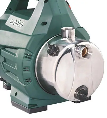 Produktbild: metabo Gartenpumpe P 4500 Inox – 600965000 – Bewässerungspumpe mit 4500 l/h Fördermenge – Ideal für 1-3 Regner – 1300 W, 4,8 bar, 48 m Förderhöhe