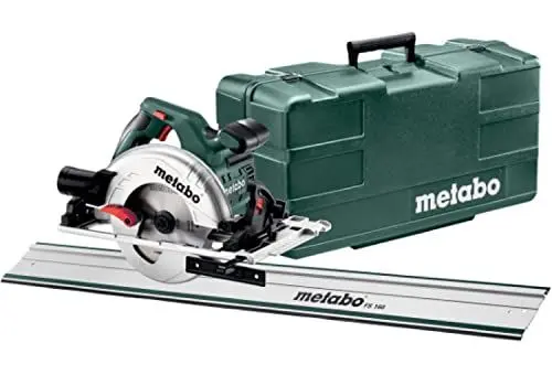 Produktbild: metabo Handkreissäge KS 55 FS Set - 1200 W, 160 mm Sägeblatt-Ø, 55 mm Schnitttiefe - Aluminium-Druckguss, Präzisionsschnitte, rutschfester Griff - Inkl. Kunststoffkoffer, Führungsschiene und Zubehör