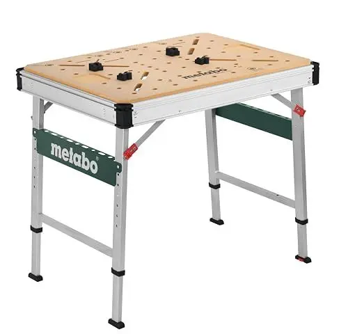 Produktbild: Metabo Multifunktionstisch MWB 100 I Klappbare Werkbank Dank Klappmechanismus inkl. Transporthandgriffe I Standbeine höhenverstellbar