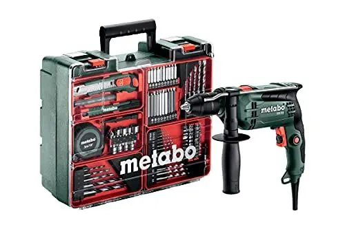 Produktbild: metabo Schlagbohrmaschine SBE 650 Set - 650 W - Drehzahlregelung, Zusatzhandgriff, Bohrtiefenanschlag, Transportkoffer, kompakt & leistungsstark - Bohren in Beton, Holz, Stahl - Inkl. Mobile Werkstatt