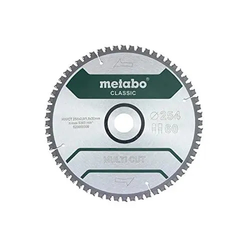Produktbild: Metabo MULTI CUT CLASSIC 628285000 Kreissägeblatt 254 x 30 x 1.8 mm Zähneanzahl: 60 1 St.
