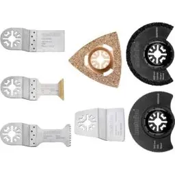 Produktbild: metabo Multitool Starter-Set „Classic“ 7-teilig - Zubehör für Holz, Metall, Fugen & Spachtel - Kompatibel mit PowerMaxx MT 12/18 & MT 400 Quick - Sägeblätter, Schleifplatte, Schaber