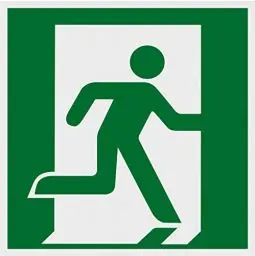 Produktbild: Metafranc Hinweisschild Symbol: Notausgang rechts - 150 x 150 mm - nachleuchtend / Beschilderung / Rettungsweg / Fluchtweg / Notausgang / Sicherheitsmarkierung / Gewerbekennzeichnung / 503810