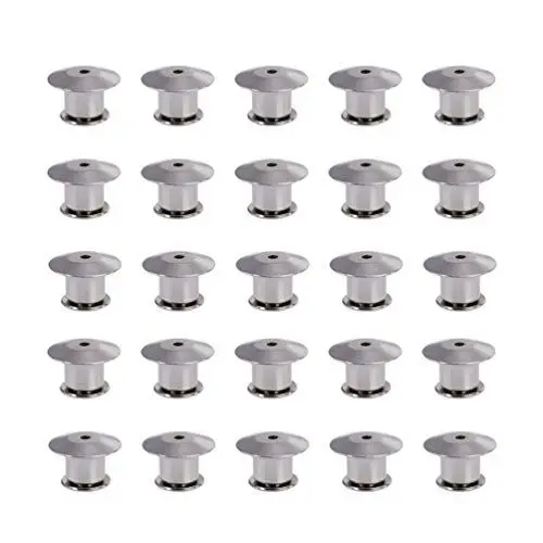 Produktbild: Metal Locking Pin Backs 25 Stiftverschlüsse Metall Sicherungsstifte Rückseite Werkzeug erforderlich Schmuck Basteln Zubehör (Golden) Größe 1 silber Pin Back Keepers