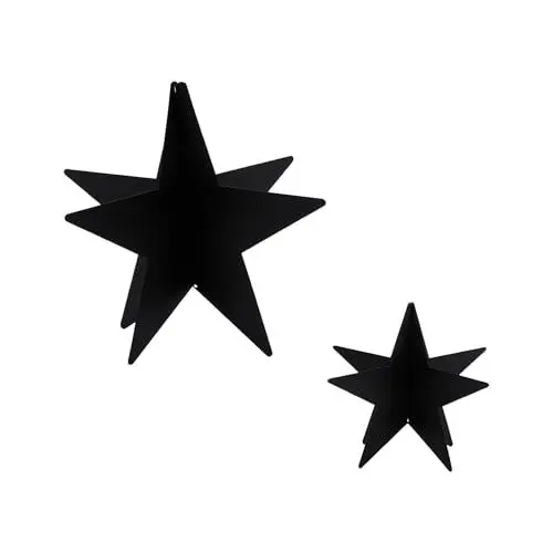 Produktbild: Spetebo Metall Deko Stern schwarz im 2er Set – 14 und 8 cm – Weihnachtsdeko Sterne - Advent Weihnachts Dekoration Tischdekoration Fensterdekoration
