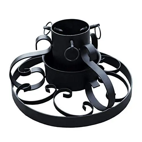 Produktbild: Metall Weihnachtsbaumständer Ø 34cm Christbaumständer Tannenbaumständer Baumständer mit Ornamente Schwarz