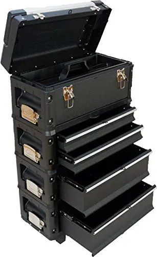 Produktbild: Metall Werkzeugtrolley XXL Serie 305 mit Schubladenverriegelung und Schloss von AS-S, Farbe:Schwarz+OBox