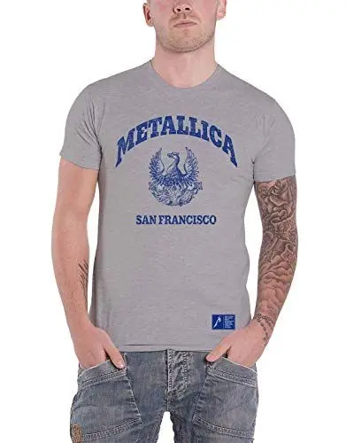 Produktbild: Metallica College Crest Männer T-Shirt grau L 90% Baumwolle, 10% Polyester Band-Merch, Bands