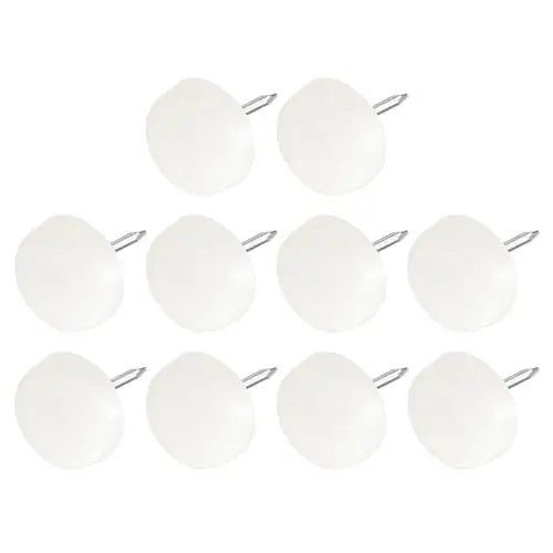 Produktbild: METALLIXITY Möbelfußnagel (26mm/1in) 10 Stück, Kunststoff-Runde Dicke Basis Stuhlgleiter - für Stühle Sofa Möbelgleiter Schutzpad, Weiß