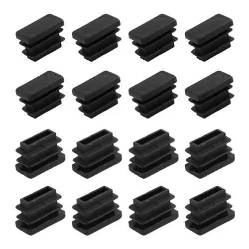 Produktbild: METALLIXITY Rechteckige Endkappen (20 x 10mm) 16 Stück, Kunststoff Rechteckrohr Einsätze Gewinde Endkappen Schutzkappen - für Möbel Tisch Stuhlbeine, Schwarz