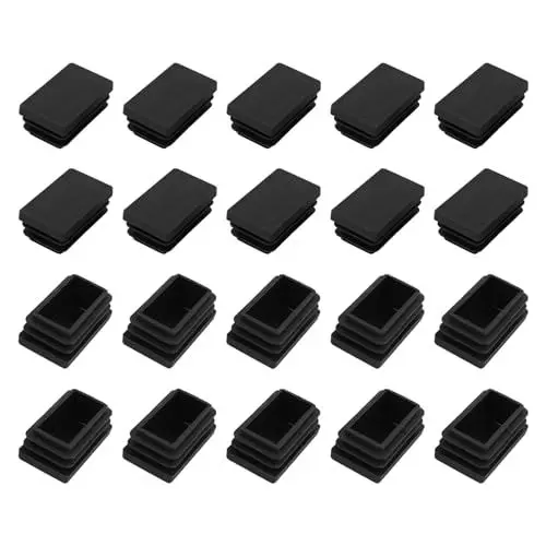 Produktbild: METALLIXITY Rechteckige Endkappen (50 x 30mm) 24 Stück, Kunststoff Rechteckrohr Einsätze Gewinde Endkappen Schutzkappen - für Möbel Tisch Stuhlbeine, Schwarz