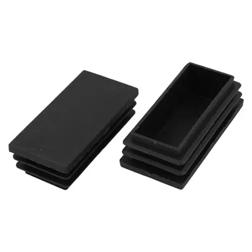 Produktbild: METALLIXITY Rechteckige Endkappen (60 x 30mm) 2 Stück, Kunststoff Rechteckrohr Einsätze Gewinde Endkappen Schutz - für Möbel Tisch Stuhlbeine, Schwarz