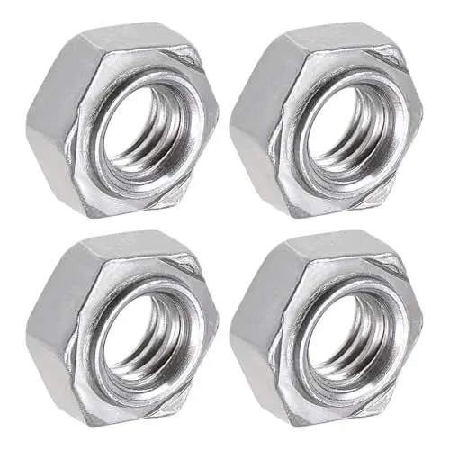 Produktbild: METALLIXITY Sechskant-Schweißmuttern aus Stahl (Gewindegröße 5/16-18) 4 Stück, Sechskantmuttern aus Kohlenstoffstahl - für die Maschinenindustrie, Reparatur von Möbeln zu Hause
