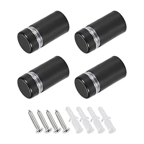 Produktbild: METALLIXITY Zeichen Abstandshalter Schrauben (12x23mm) 4Stk Edelstahl Werbung Schrauben Glas Acryl Nagel - für Bild Rahmen Schild Anzeigen Matt Schwarz