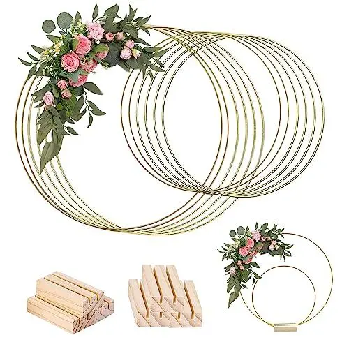 Produktbild: Metallring, Metallringe zum Basteln, Metallring mit Fuß, Floristik, Deko Ringe zum Aufhängen Geeignet, für Hochzeitsdekorationen Kunsthandwerk DIY Weihnachten Handwerk, 6 Stück 20cm, 6 Stück 30cm