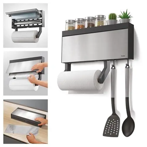Produktbild: Metaltex Tango INOX Küchenrollenspender für 3 Rollen mit Edelstahl-Front, Silber