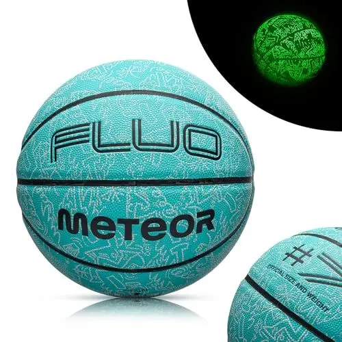 Produktbild: Meteor Leuchtender Basketball Größe #7 - Fluoreszierender Glow-in-The-Dark Ball für Ausbildung, Jugend und Kinder - Sei der Star auf dem Court