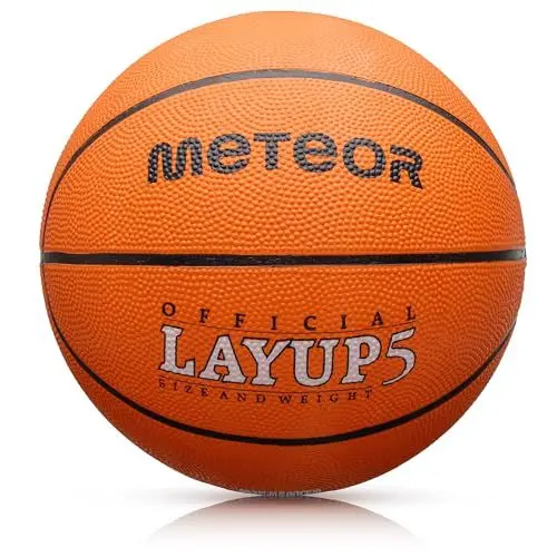 Produktbild: meteor® Layup Kinder Jugend Basketball Größe #5 ideal auf die Kinderhände von 4-8 Jährigen abgestimmt idealer Basketball für Ausbildung weicher Basketball (Größe 5 (Kinder), Orange)