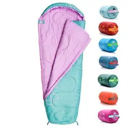 Produktbild: meteor Premium Kinder-Schlafsack Sommer Ultra-leicht Kinder Hüttenschlafsack Komfortbel Jugendliche Camping Deckenschlafsack Outdoor Herbst inlett Schlafsack Baby Mini Sleeping Bag (Mint/pink)
