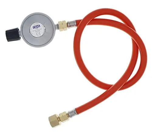 Produktbild: METER STAR 1LB Propangasflasche und Kleiner Butankanister Einstellbares Reglerset mit Schlauch 80 cm lang G1/4 Zoll Linksgewinde und 1/2 Zoll Flare Swivel Universalgewinde für Gasherd BBQ Camping