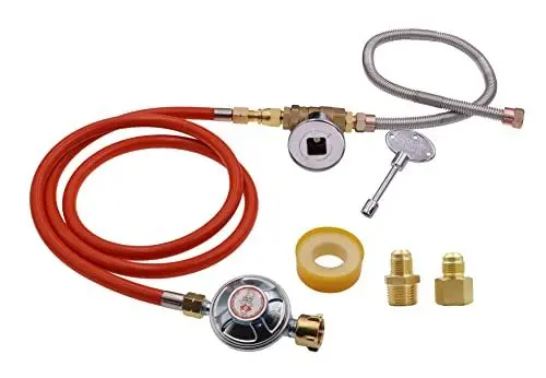 Produktbild: METER STAR Propangas-Feuerstellen-Kaminventil-Steuersystem-Kit Ersatzteile mit Gasdruckminderventil, Durchflussregelkugelhahn und Schlauch für Feuerstellenheizungen im Freien