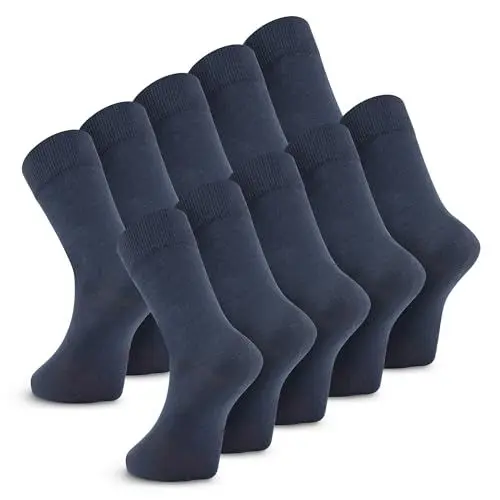Produktbild: Metrium 10 Paar Business Socken Navy Blau, Socken Herren 39-42, Damen Socken 39-42, Komfort-Bund ohne drückende Naht. Aus fein gekämmter Baumwollmischung für weichen Griff.