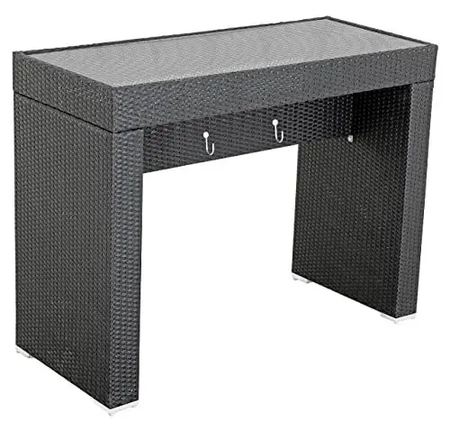 Produktbild: METRO Professional Barbados Stehtisch rechteckig, Aluminium/Rattan, 140 x 60 x 110 cm, schwarz