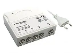 Produktbild: Metronic 414114 TV-Verstärker VHF/Uhf für Digital Terrestrisch mit LTE-Filter, VHF 20 dB und Uhf 28 dB, verstellbar, 1 Eingang / 4 Ausgänge, für den Innenbereich, Weiß