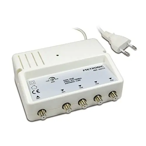 Produktbild: Metronic Verstärker, Splitter, geschirmt, Gain-Einstellung, 4 Ausgänge, F-Stecker