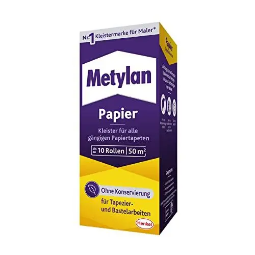 Produktbild: Metylan Papier, starker Tapetenkleister für leichte, normale und schwere Papiertapete, Kleister zum Tapezieren und Basteln ohne Konservierungsmittel, 1x125g