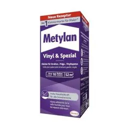 Produktbild: Metylan Vinyl & Spezial, starker Tapetenkleister in Pulverform für schwere Präge- und Vinyltapeten, leicht zu verarbeitender Kleister für den Innenbereich, transparent, 1x360g