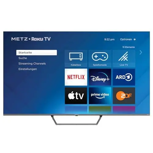 Produktbild: METZ Blue Roku TV, QLED 4K, Smart TV, 43 Zoll, 109cm, Fernseher mit Triple Tuner, WLAN, LAN, HDMI, USB, 43MQE7011