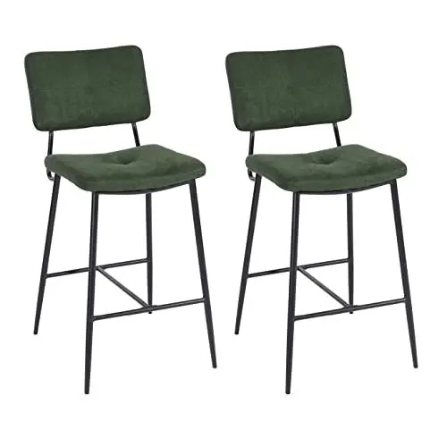 Produktbild: MEUBLE COSY Barhocker 2er Set Barstuhl Sitzhöhe 69 cm mit Lehne und Fußstütze aus Stoff Tresenhocker Bistrohocker für Bar Bistro Café Küche, Industriell, Grün