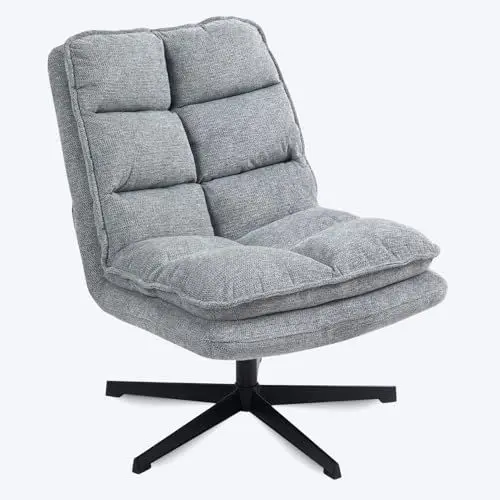 Produktbild: MEUBLE COSY Sessel 360° Drehbar Einzelsofa Faltbar Loungesessel Relaxsessel mit Armlehne Design Drehsessel, Metallbeine, für Wohnzimmer Schlafzimmer, Grau, 65x79.5x85cm