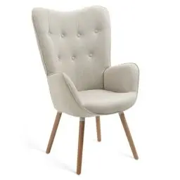 Produktbild: MEUBLE COSY Sessel Wohnzimmer Relaxsessel Lesesessel Lehnstühle Polstersessel Einzelsofa mit Holzbein Ohrensessel für Schlafzimmer Büro Vanity, Stoff, Beige